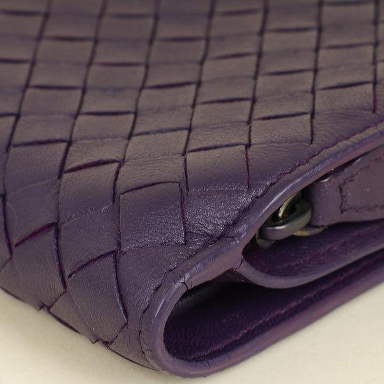 Bottega Veneta Violet Intrecciato Medium French Wallet