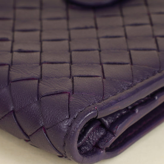 Bottega Veneta Violet Intrecciato Medium French Wallet