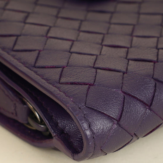 Bottega Veneta Violet Intrecciato Medium French Wallet