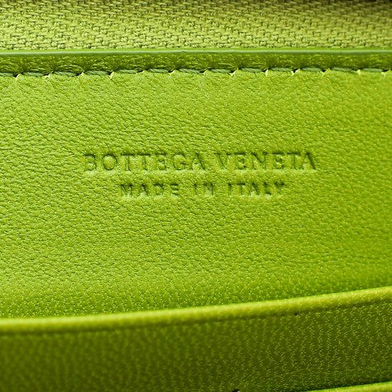 Bottega Veneta Green Intrecciato Zip Around Wallet