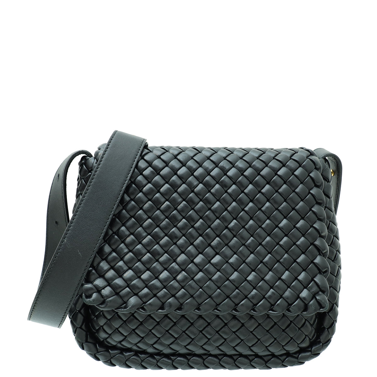 Bottega Veneta Black Intrecciato Cobble Padded Small Bag