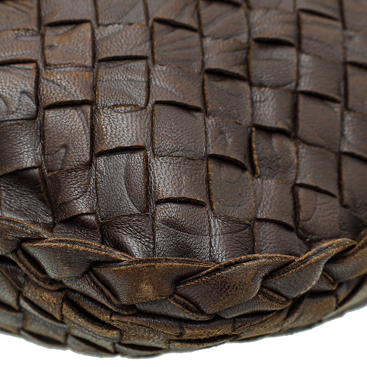 Bottega Veneta Chocolate Brown Medium Intrecciato Bag W/ Embossed