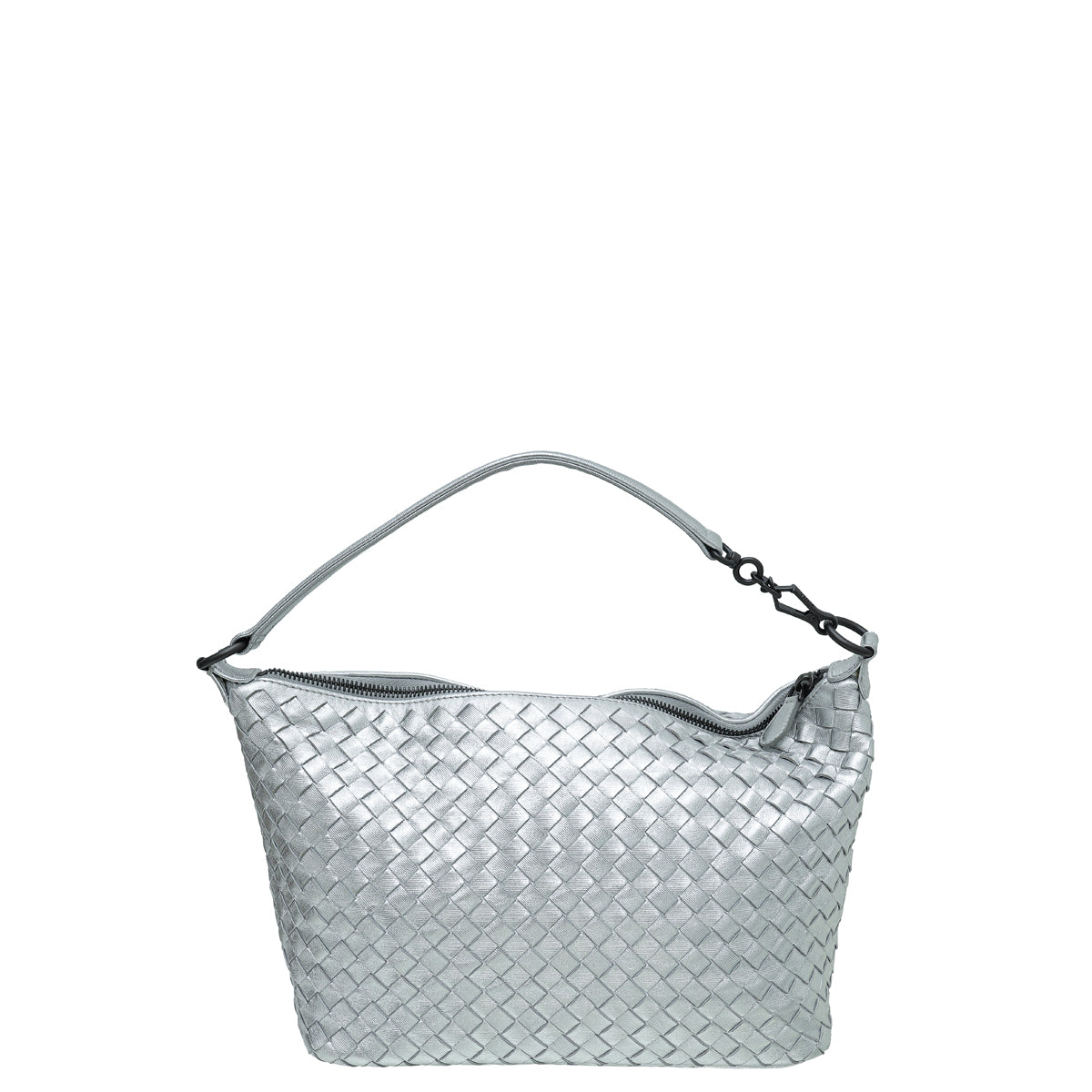 Bottega Veneta Silver Nappa Intrecciato Ciambrino Hobo Bag-Bottega Veneta-THE CLOSET