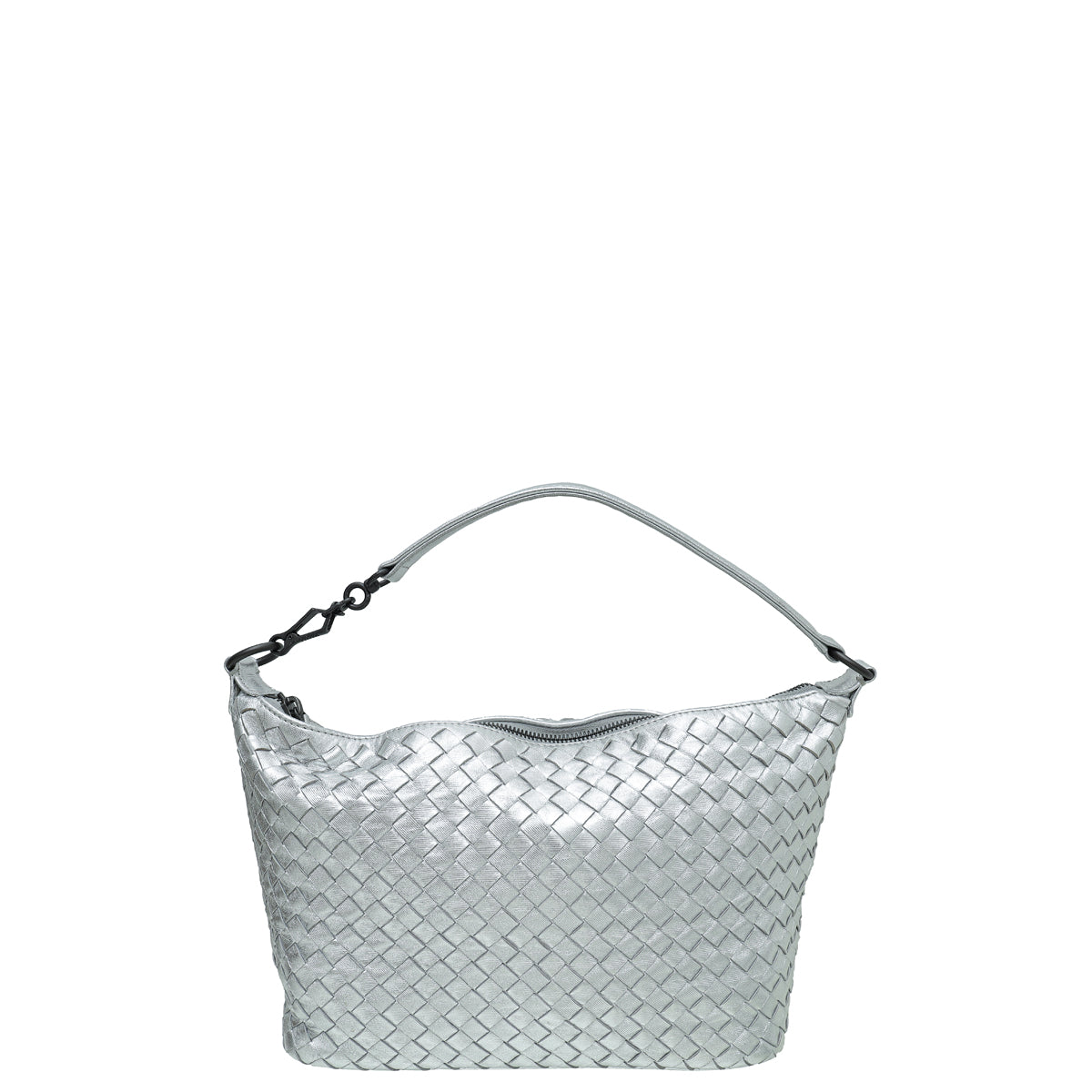 Bottega Veneta Silver Nappa Intrecciato Ciambrino Hobo Bag-Bottega Veneta-THE CLOSET