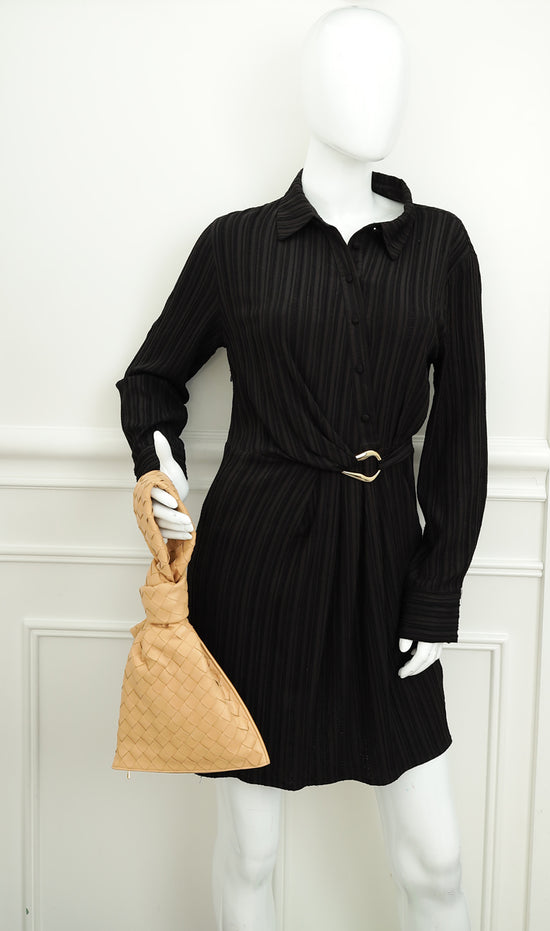 Bottega Veneta Beige Intrecciato Twist Clutch-Bottega Veneta-THE CLOSET