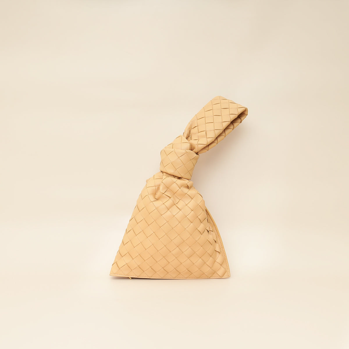 Bottega Veneta Beige Intrecciato Twist Clutch-Bottega Veneta-THE CLOSET
