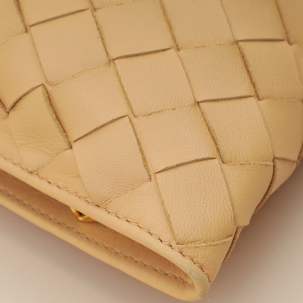 Bottega Veneta Beige Intrecciato Twist Clutch-Bottega Veneta-THE CLOSET