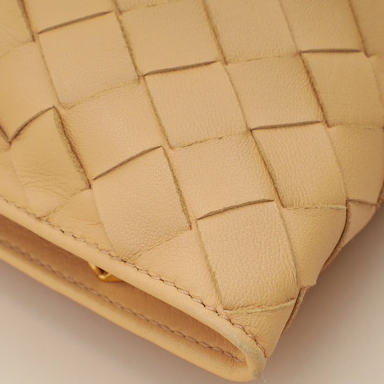 Bottega Veneta Beige Intrecciato Twist Clutch-Bottega Veneta-THE CLOSET