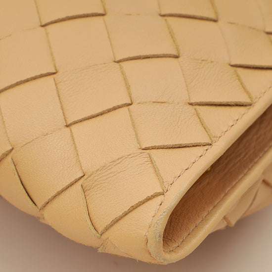 Bottega Veneta Beige Intrecciato Twist Clutch-Bottega Veneta-THE CLOSET