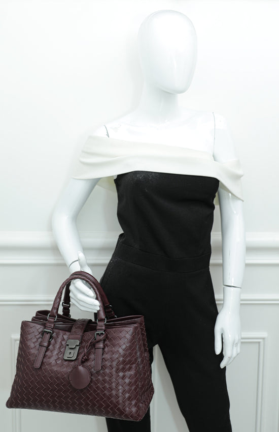 Bottega Veneta Roma Handbag in Brown Intrecciato Leather