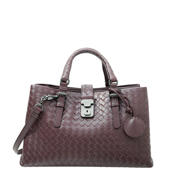 Bottega Veneta Burgundy Intrecciato Nappa Roma Bag