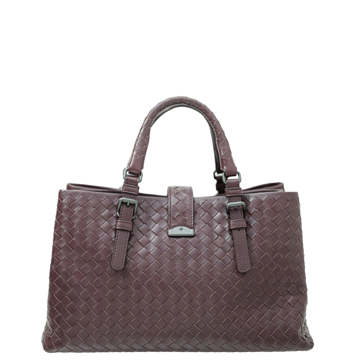 Bottega Veneta Burgundy Intrecciato Nappa Roma Bag