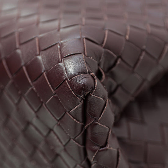 Bottega Veneta Burgundy Intrecciato Nappa Roma Bag