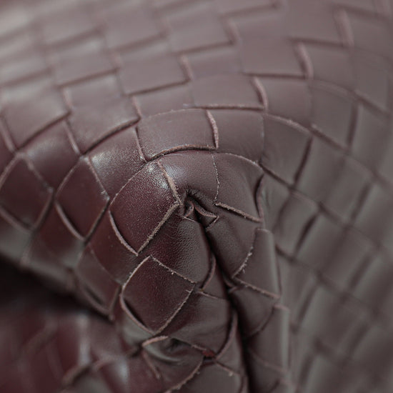 Bottega Veneta Burgundy Intrecciato Nappa Roma Bag