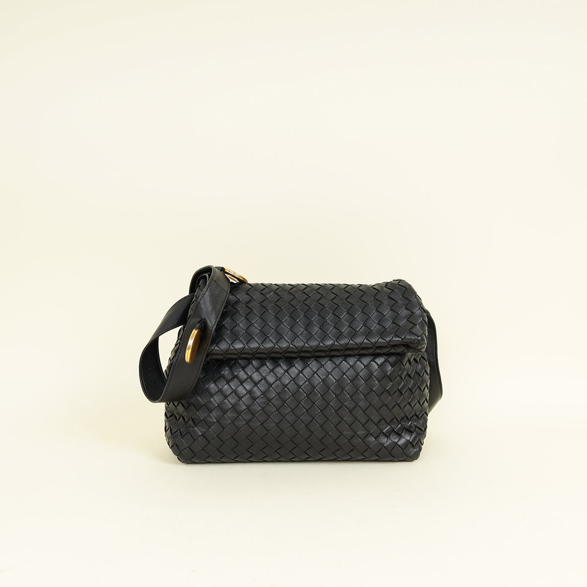Bottega Veneta Black Intrecciato "The Fold" Crossbody Bag
