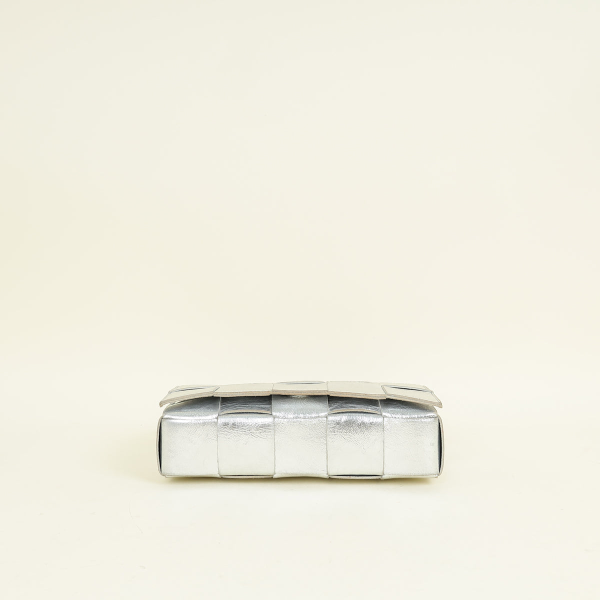 Bottega Veneta Metallic Silver Intreccio Cassette Shoulder Bag