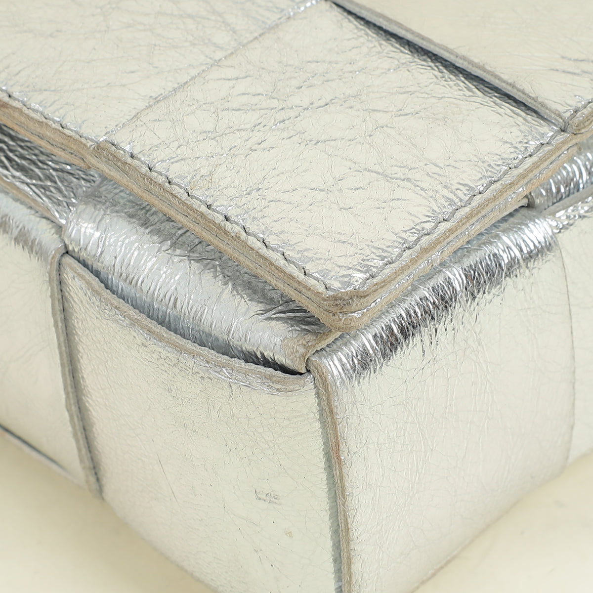 Bottega Veneta Metallic Silver Intreccio Cassette Shoulder Bag