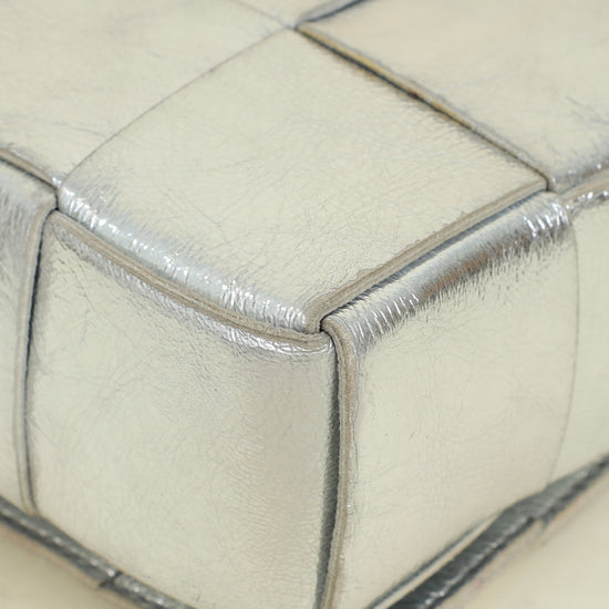 Bottega Veneta Metallic Silver Intreccio Cassette Shoulder Bag