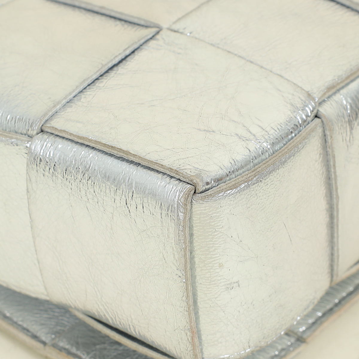 Bottega Veneta Metallic Silver Intreccio Cassette Shoulder Bag