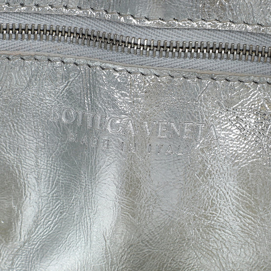 Bottega Veneta Metallic Silver Intreccio Cassette Shoulder Bag