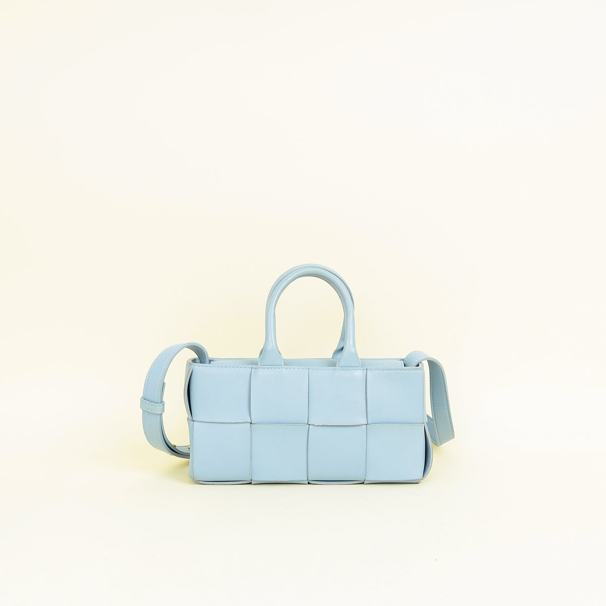 Bottega Veneta Light Blue Intreccio Mini East-West Arco Tote Bag