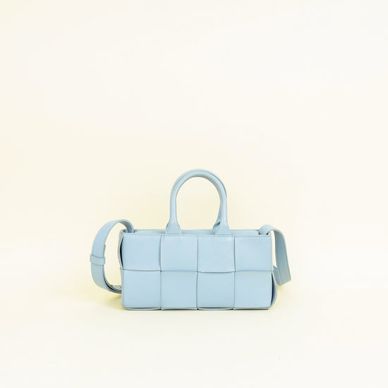 Bottega Veneta Light Blue Intreccio Mini East-West Arco Tote Bag