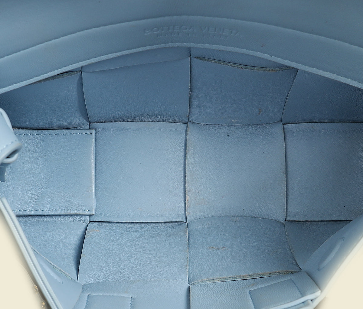 Bottega Veneta Light Blue Intreccio Mini East-West Arco Tote Bag