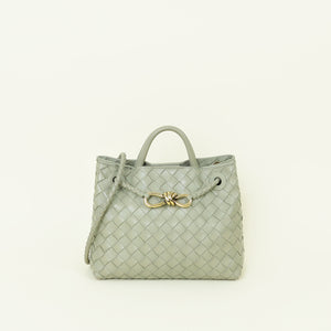 Bottega Veneta Travertine Intrecciato Small Andiamo Tote Bag