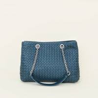 Bottega Veneta Dark Teal Intrecciato Chain Shoulder Bag