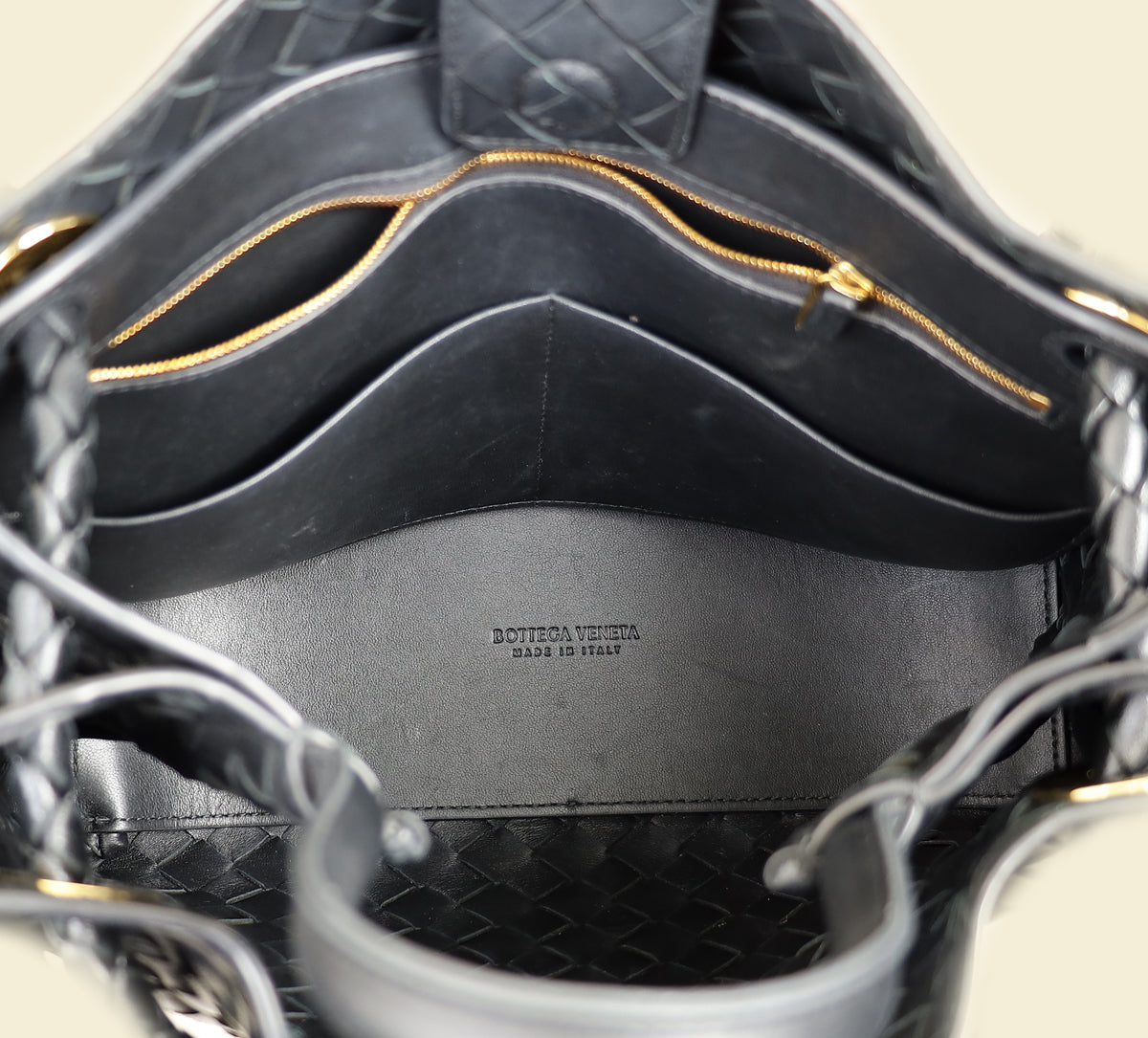 Bottega Veneta Black Intrecciato Nappa Andiamo Medium Bag