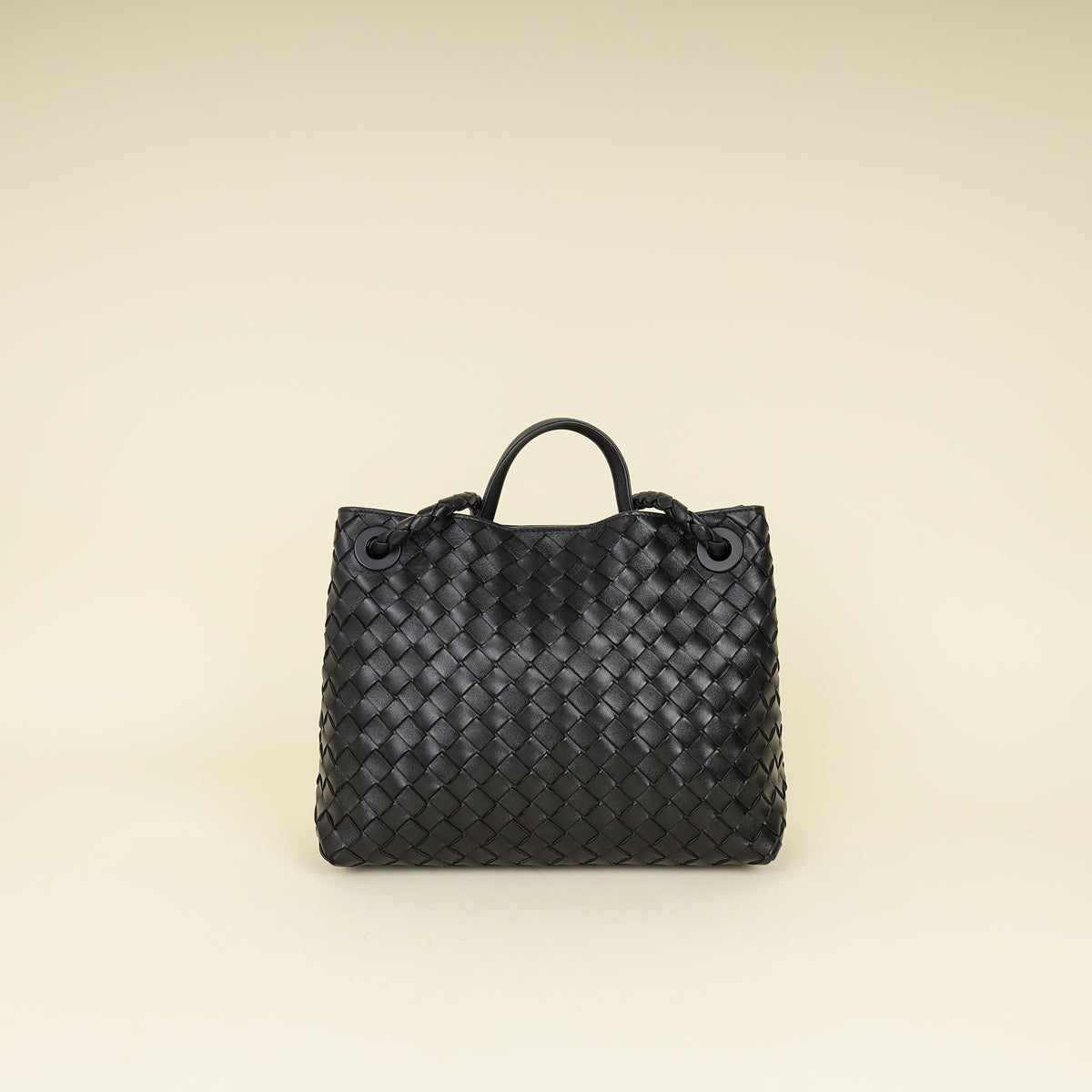 Bottega Veneta Black Intrecciato Nappa Andiamo Medium Bag