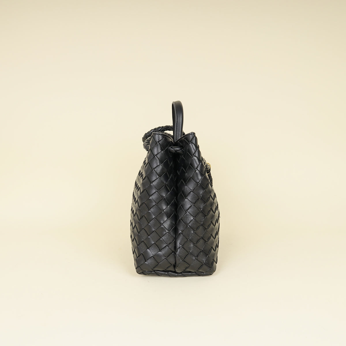 Bottega Veneta Black Intrecciato Nappa Andiamo Medium Bag