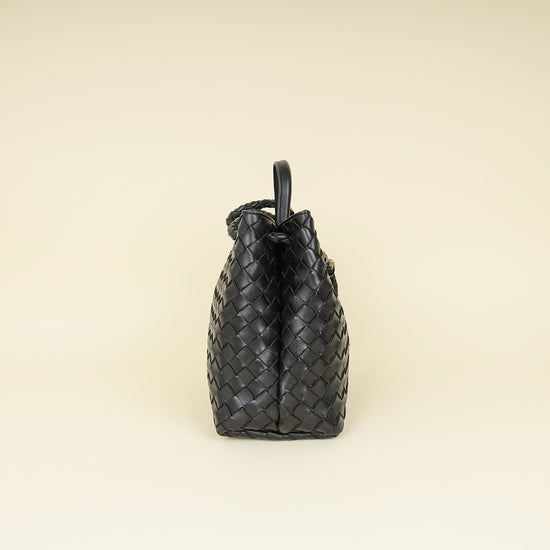 Bottega Veneta Black Intrecciato Nappa Andiamo Medium Bag