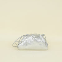 Bottega Veneta Metallic Silver Bark Embossed The Mini Pouch