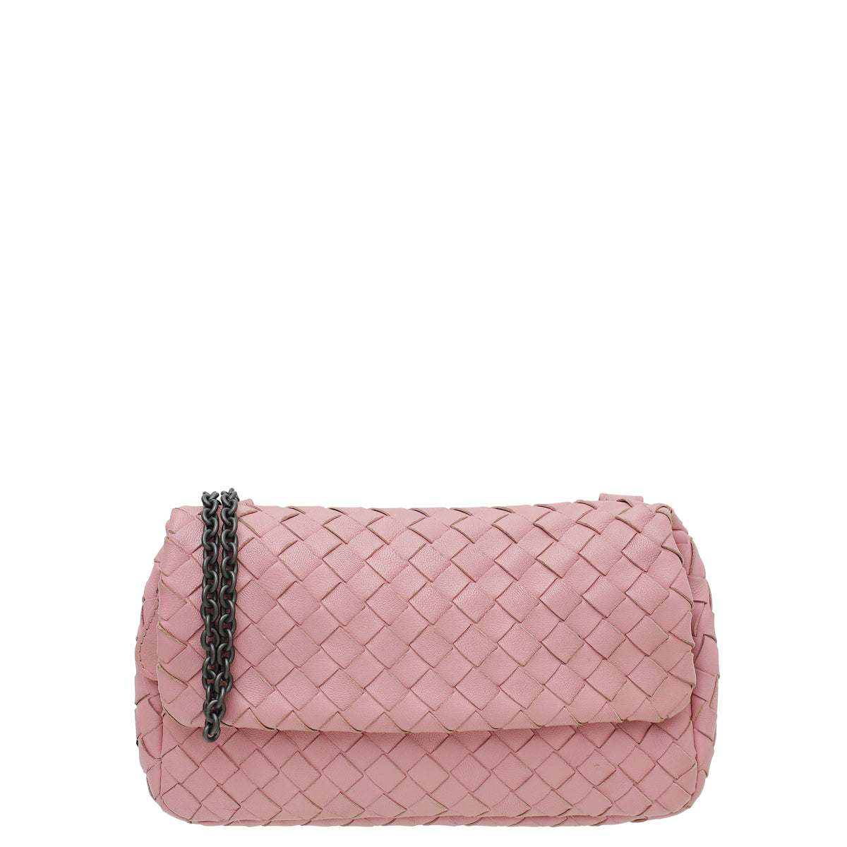 Bottega Veneta Pink Intrecciato Small Chain Crossbody Bag-Bottega Veneta-THE CLOSET