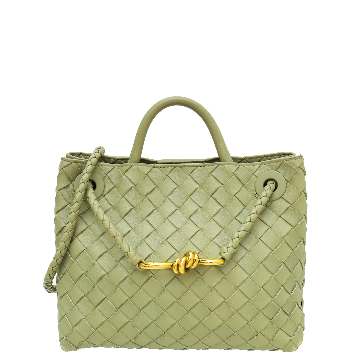 Bottega Veneta Travertine Intrecciato Nappa Andiamo Small Bag-Bottega Veneta-THE CLOSET