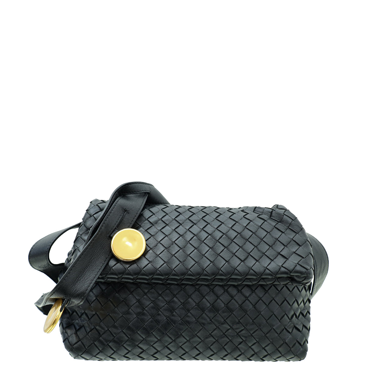 Bottega Veneta Black Nappa Intrecciato The Fold Crossbody Bag-Bottega Veneta-THE CLOSET