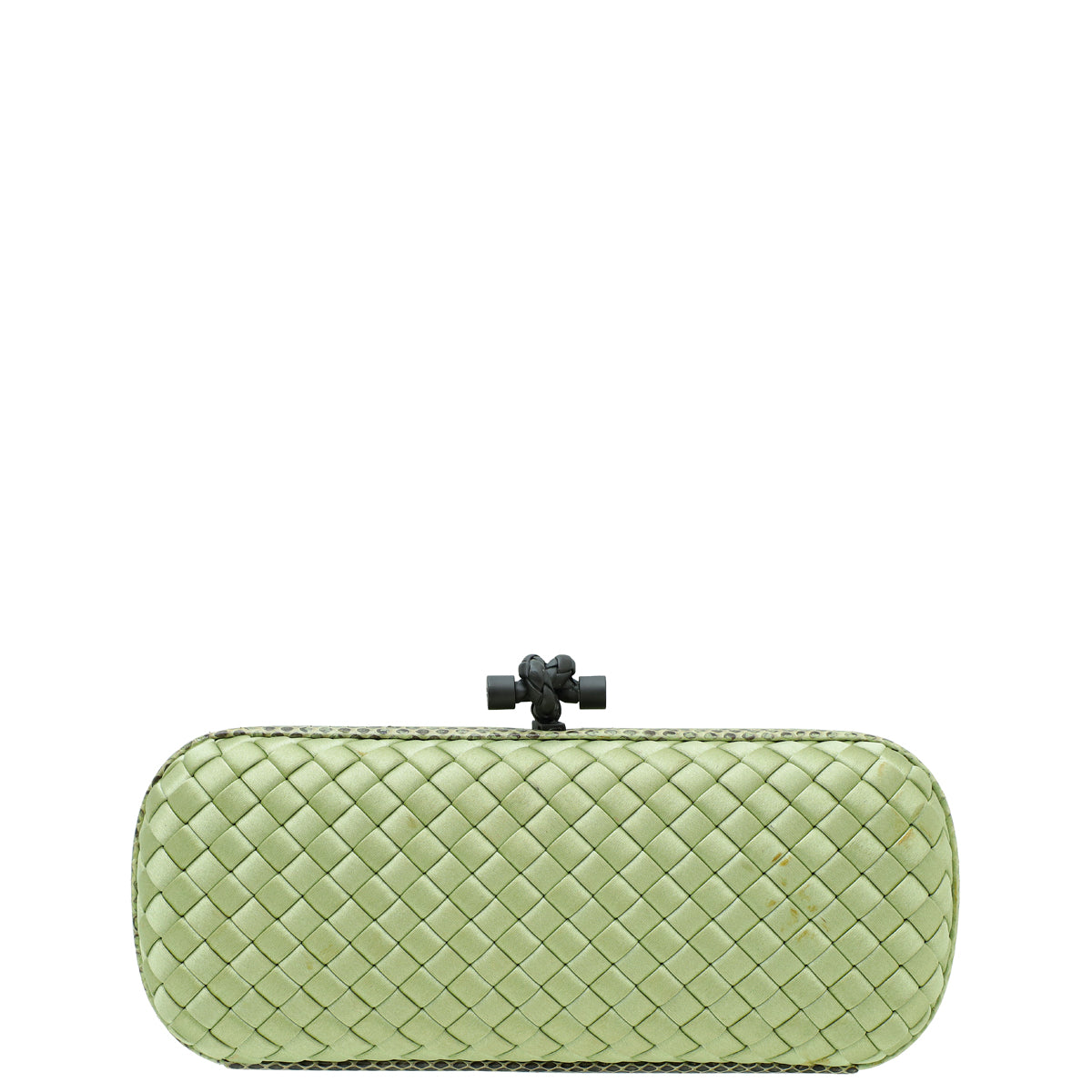 Bottega Veneta Light Green Satin Ayers Stretch Knot Clutch-Bottega Veneta-THE CLOSET