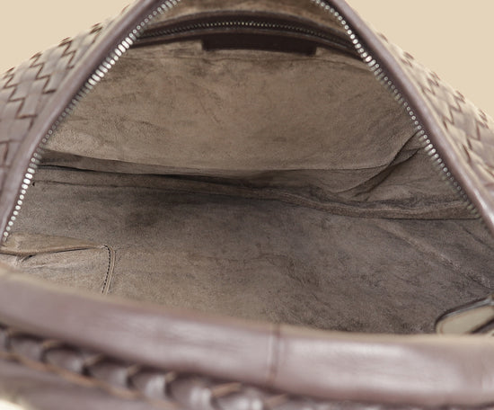 Bottega Veneta Chocolate Brown Intrecciato Veneta Hobo Large Bag
