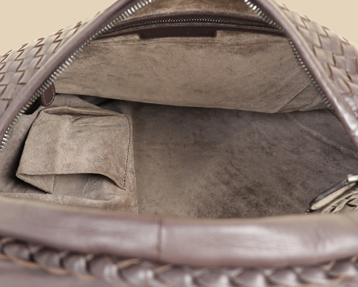 Bottega Veneta Chocolate Brown Intrecciato Veneta Hobo Large Bag
