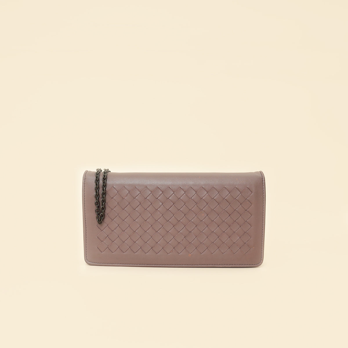 Bottega Veneta Deep Mauve Intrecciato Chain Wallet-Bottega Veneta-THE CLOSET