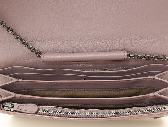 Bottega Veneta Deep Mauve Intrecciato Chain Wallet-Bottega Veneta-THE CLOSET
