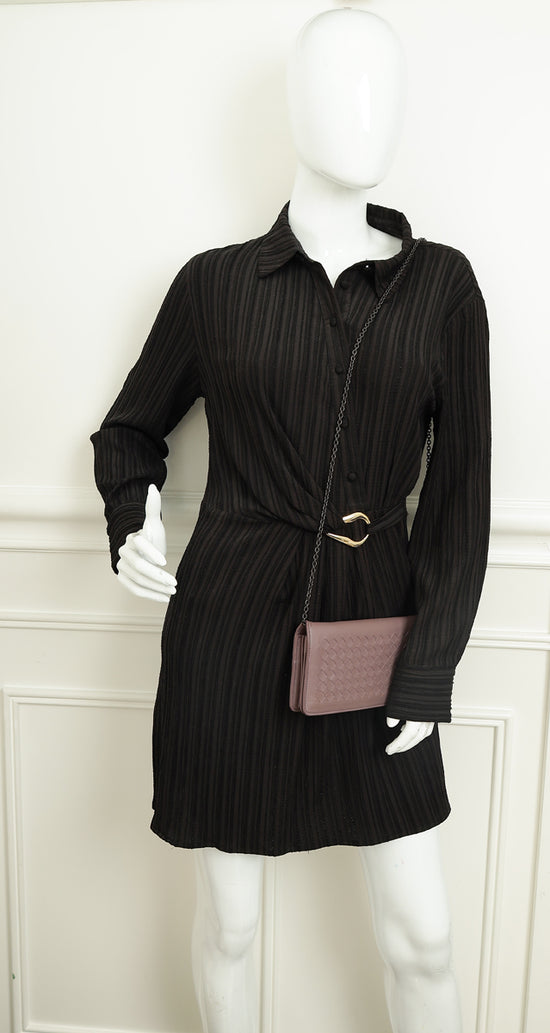 Bottega Veneta Deep Mauve Intrecciato Chain Wallet-Bottega Veneta-THE CLOSET