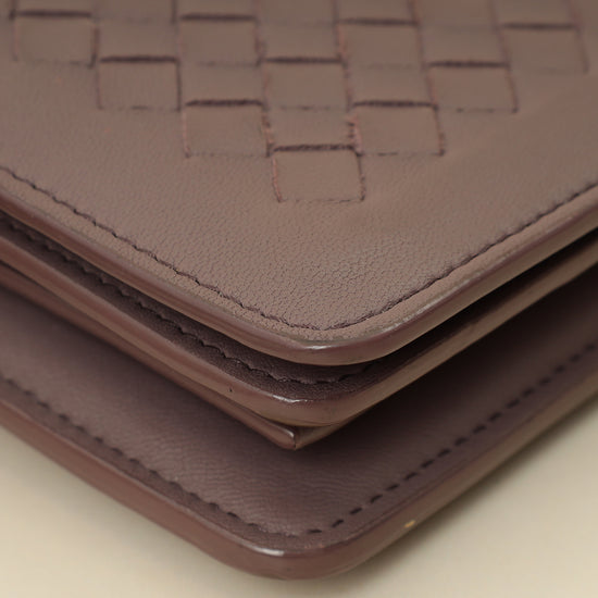Bottega Veneta Deep Mauve Intrecciato Chain Wallet-Bottega Veneta-THE CLOSET