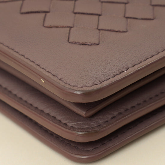 Bottega Veneta Deep Mauve Intrecciato Chain Wallet-Bottega Veneta-THE CLOSET