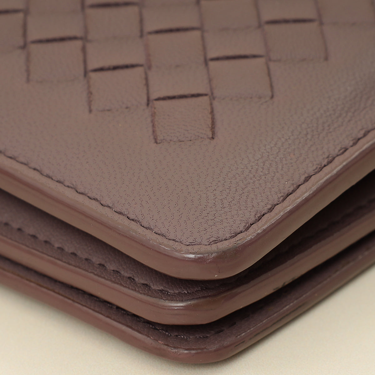 Bottega Veneta Deep Mauve Intrecciato Chain Wallet-Bottega Veneta-THE CLOSET
