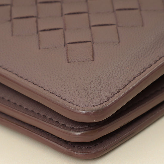 Bottega Veneta Deep Mauve Intrecciato Chain Wallet-Bottega Veneta-THE CLOSET
