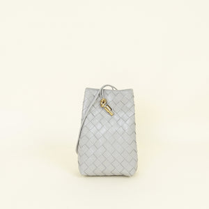 Bottega Veneta Gray Intrecciato Andiamo Phone Pouch