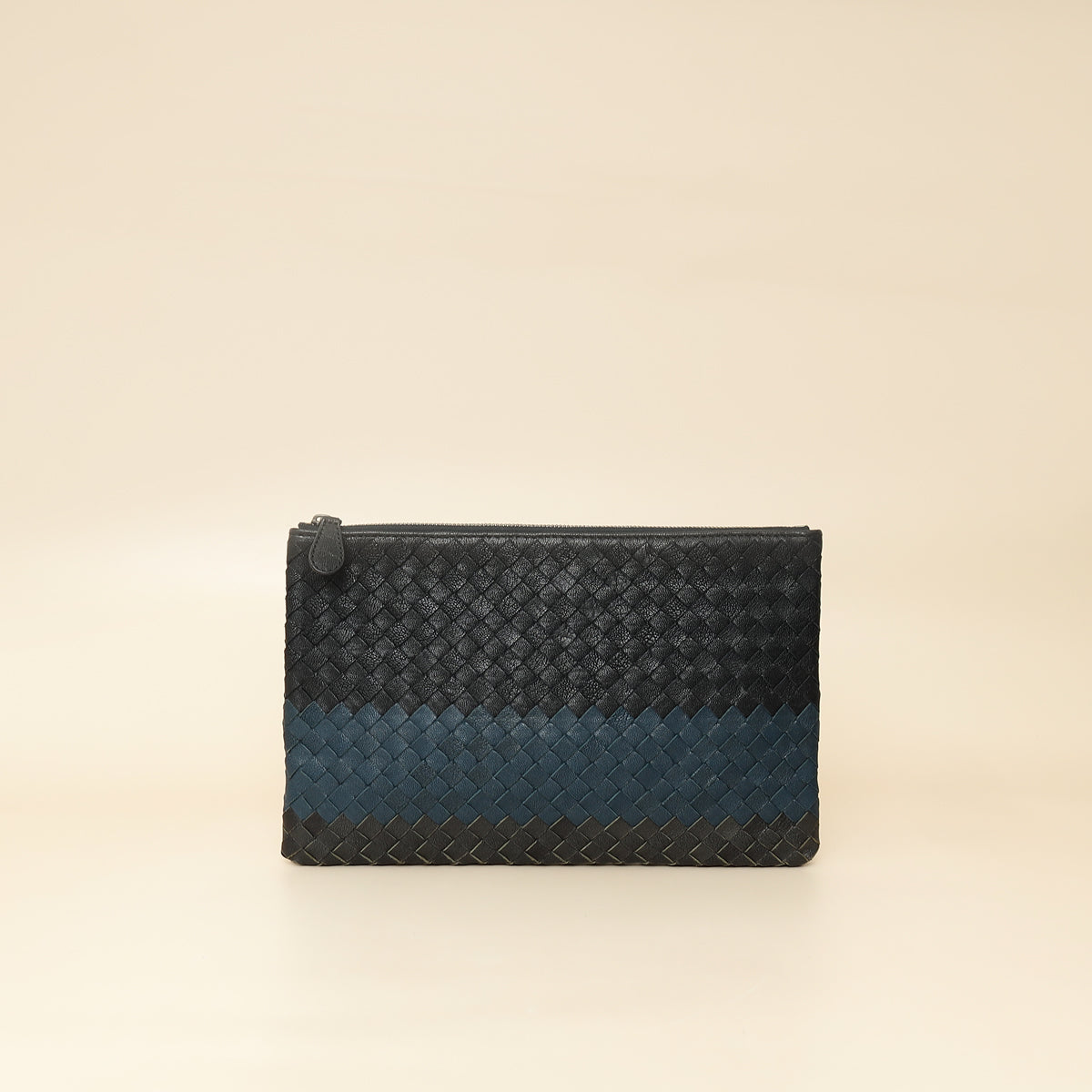 Bottega Veneta Tricolor Striped Intrecciato Zipped Pouch-Bottega Veneta-THE CLOSET
