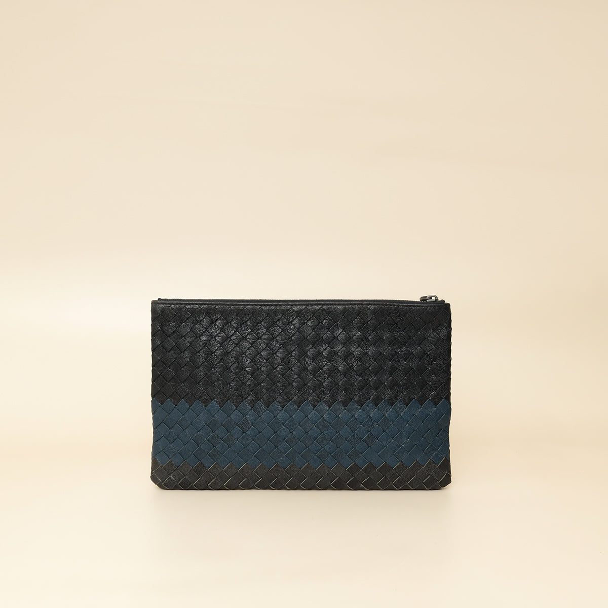 Bottega Veneta Tricolor Striped Intrecciato Zipped Pouch-Bottega Veneta-THE CLOSET